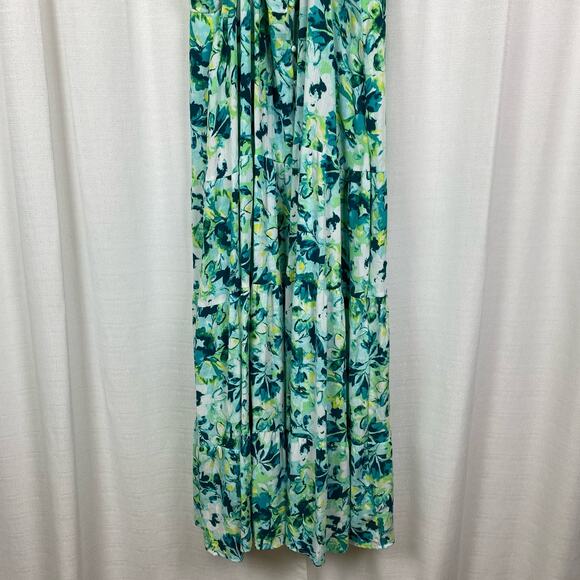 Torrid Green Watercolor Floral Gauze Halter Tiered Maxi Dress Sz.2 NWT - Picture 13 of 16